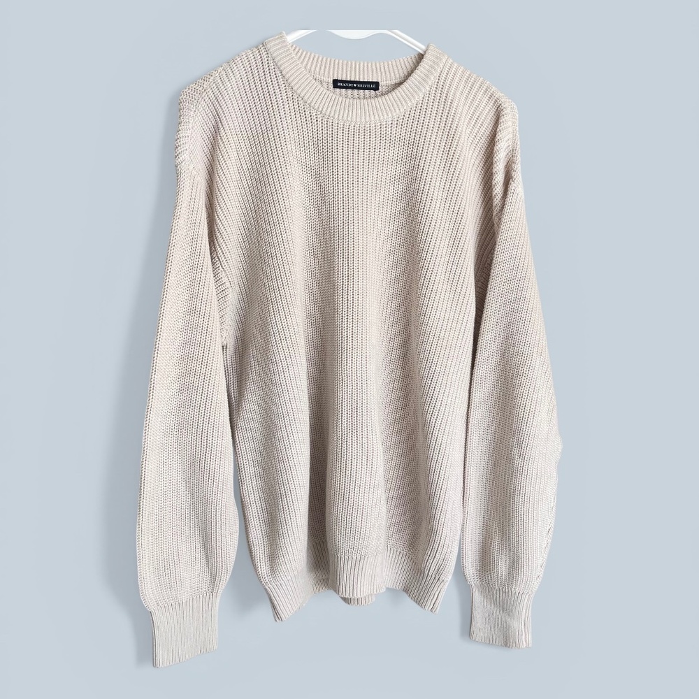 Brandy Melville Cream Shaker Knit Cotton Sweater OS